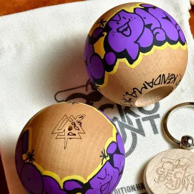 Winner Kendama Gecko paint Hand painted Purple Night walker tama only